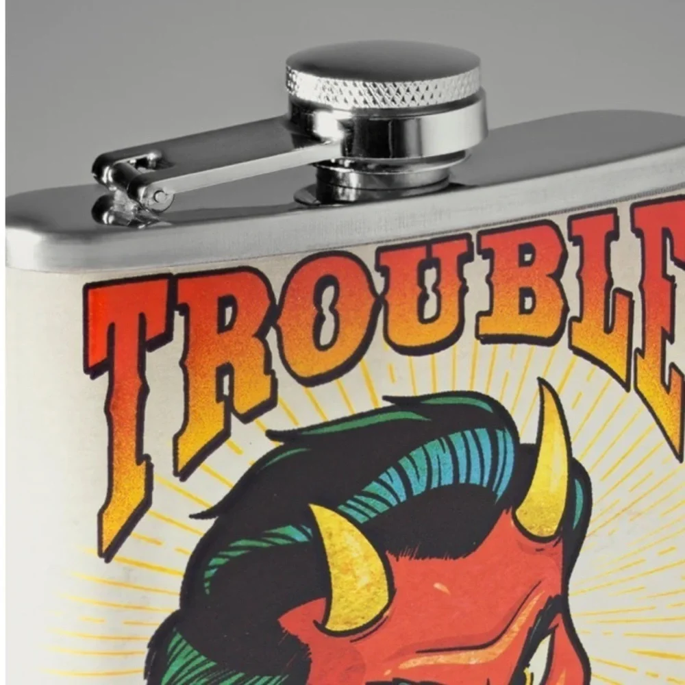 TROUBLE MAKER 8 OZ LIQUOR FLASK